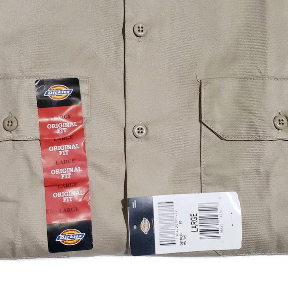 Dickies Mens Original Fit Long Sleeve Work Shirt Desert Sand Size LARGE NWT - Picture 5 of 6